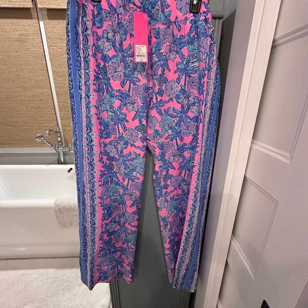 Lilly Pulitzer Pink and Blue Wide Leg Pants